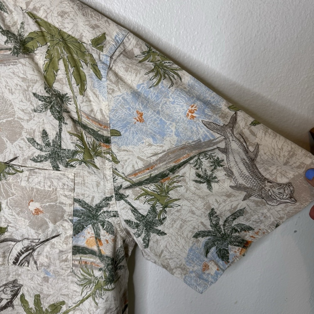 Columbia Swordfish Hawaiian Shirt‎ Mens XXL Fish Button Up Collared Cotton Beach - Picture 6 of 14